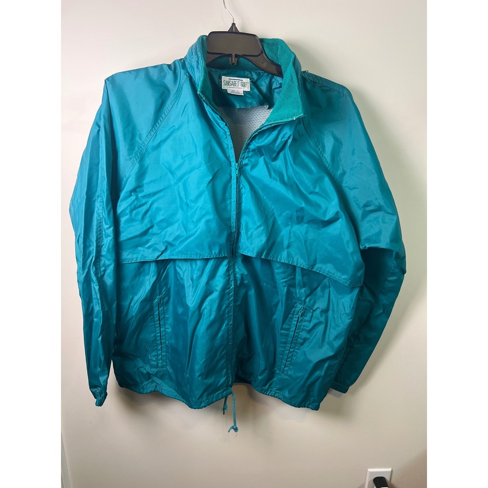 Vintage Sansabelt‎ Golf Jacket Adult Large Green Nylon Windbreaker Lightweight